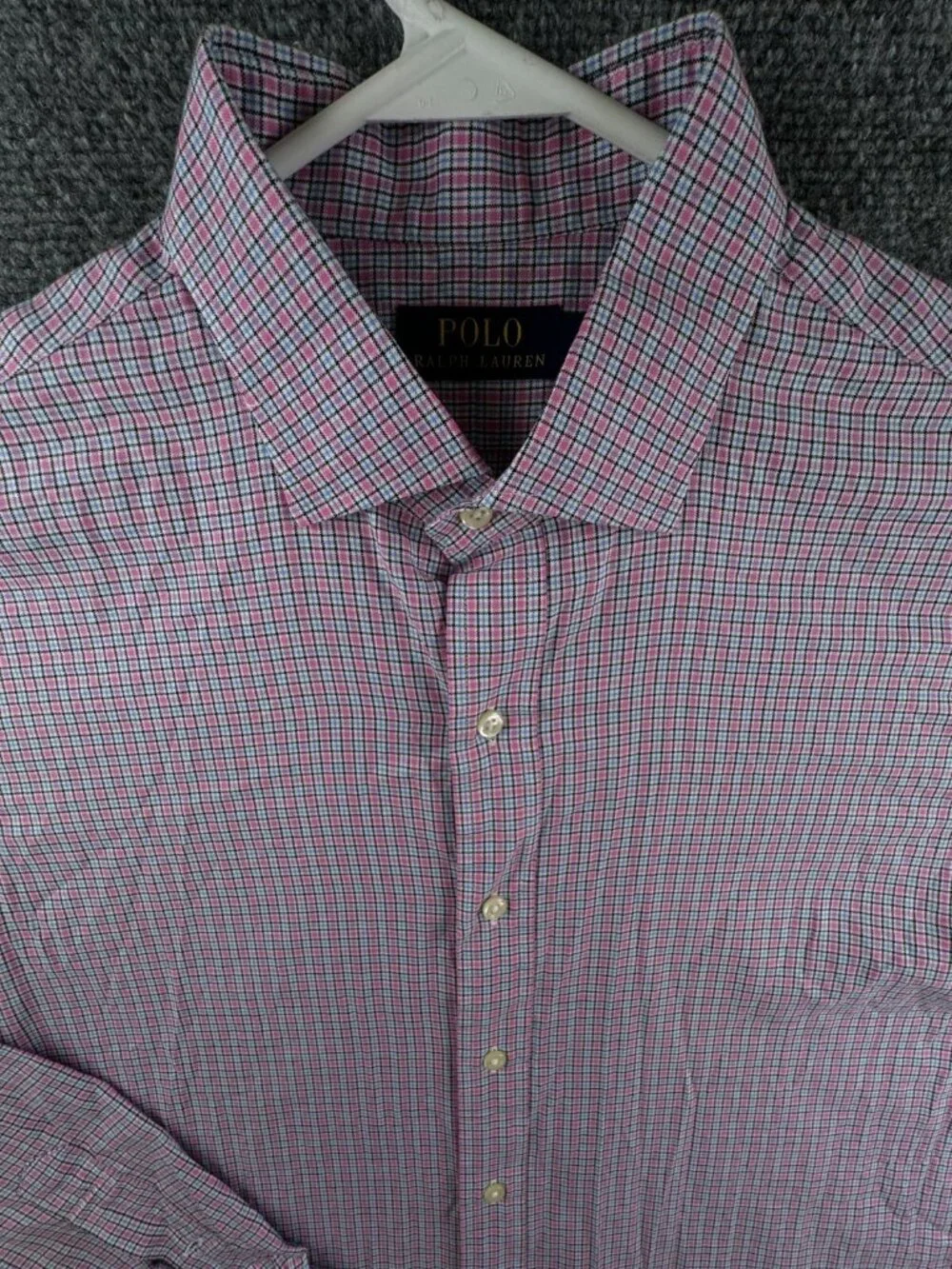 Polo Ralph Lauren Pink Blue Check Men Long Sleeve Button Up Shirt Cotton Large